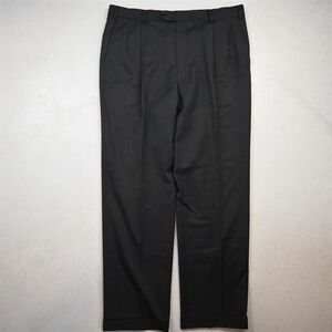 Bespoke 38x32 Gray 100% Wool Pleated Cuffed Classic Dress Mens Pants